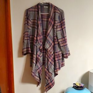 Maurice's flanel flowy long cardigan- medium